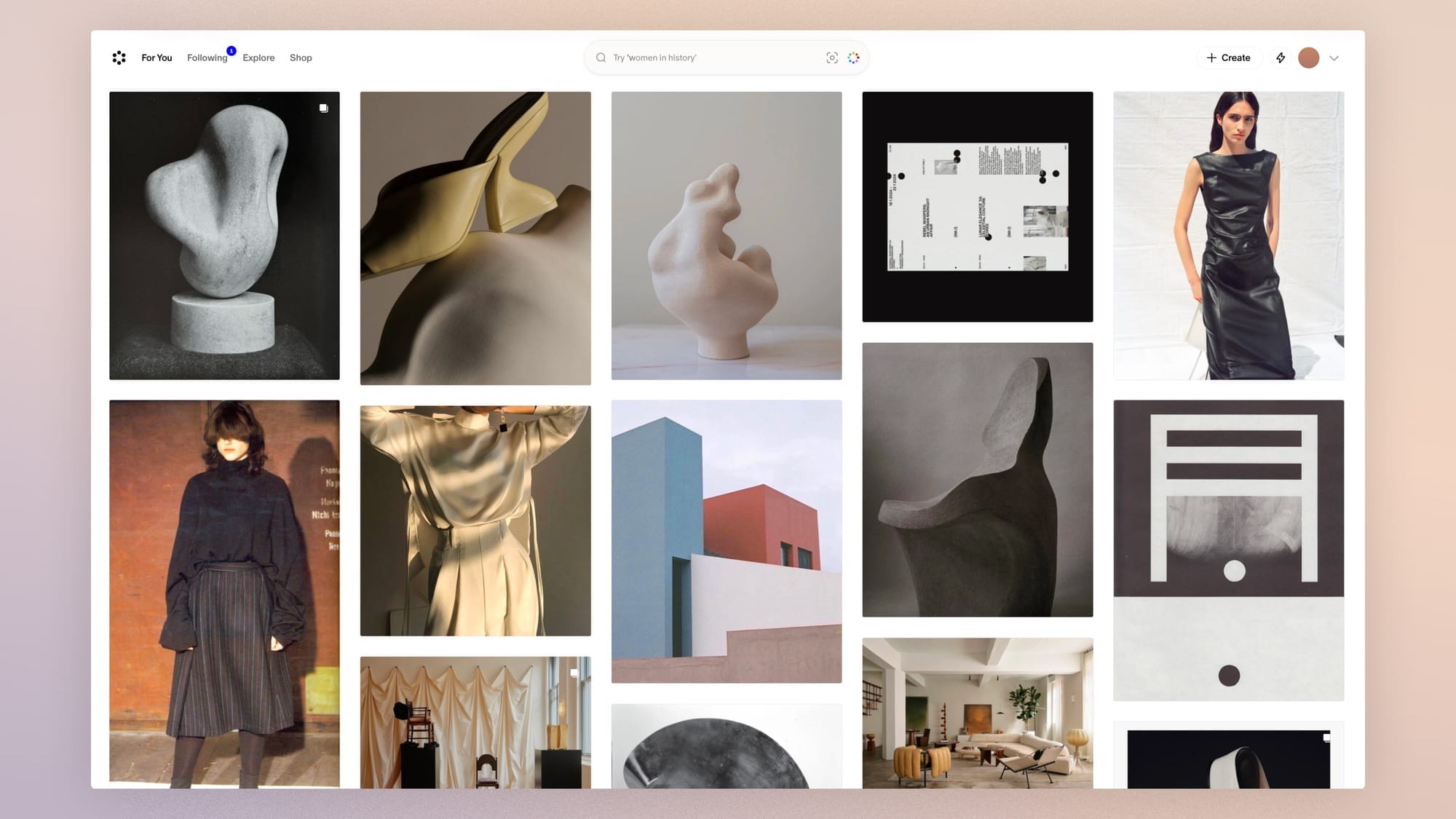 Cosmos interface: a moodboard of images grouped by color and similarity