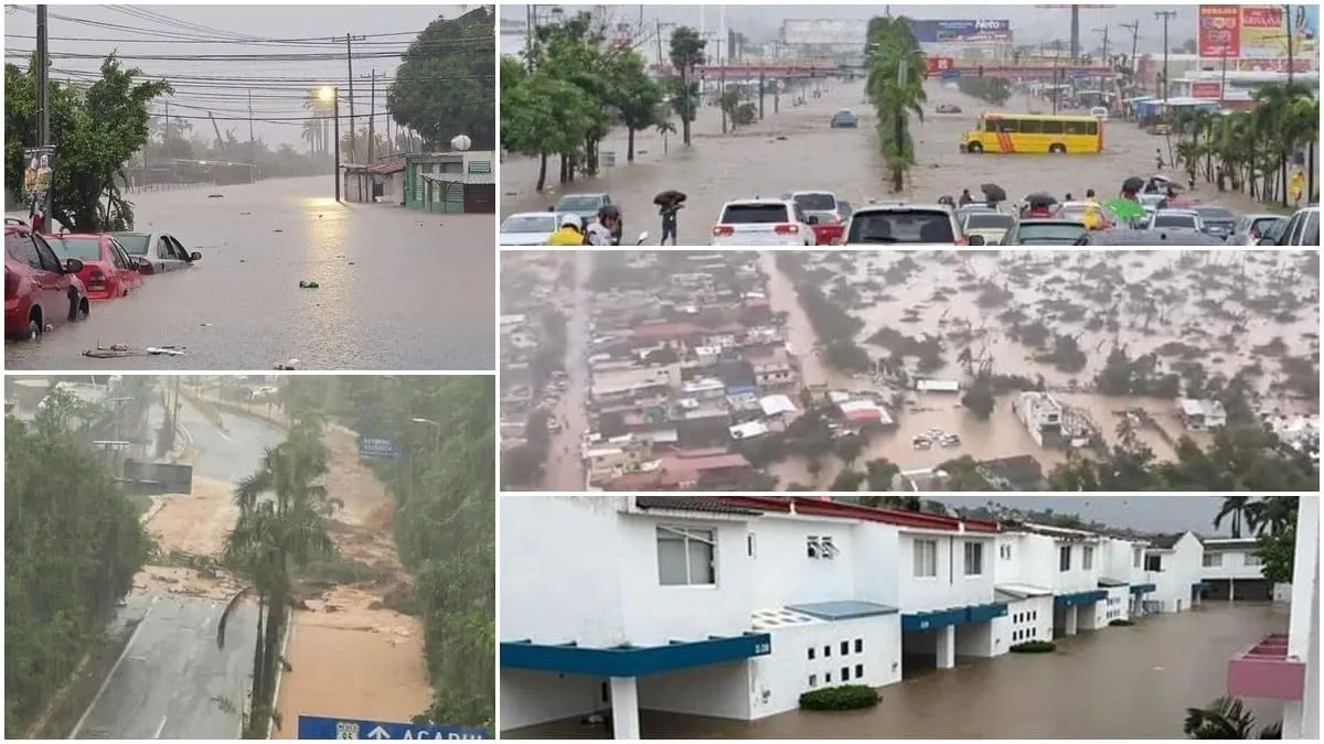 Huracán John paraliza vías de comunicación en Acapulco; autopista y aeropuerto cerrados