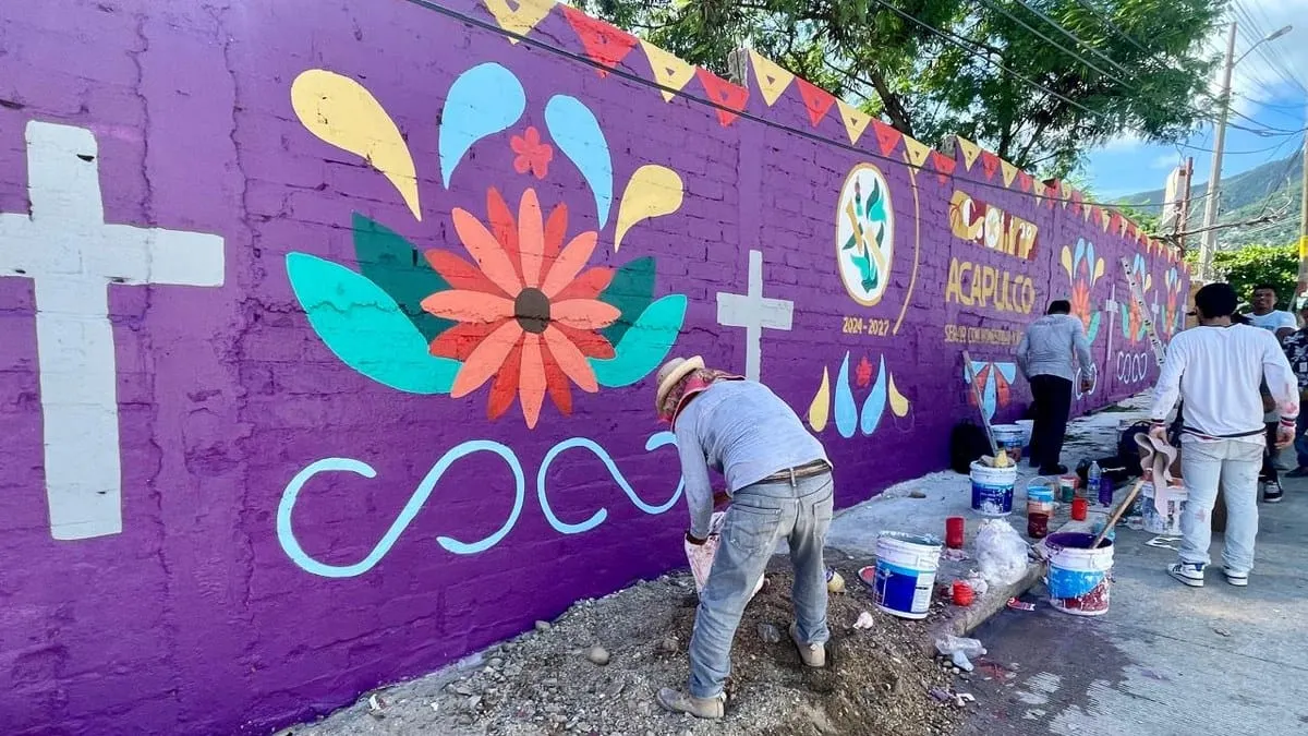 Realizan murales alusivos al Día de Muertos en panteones de Acapulco