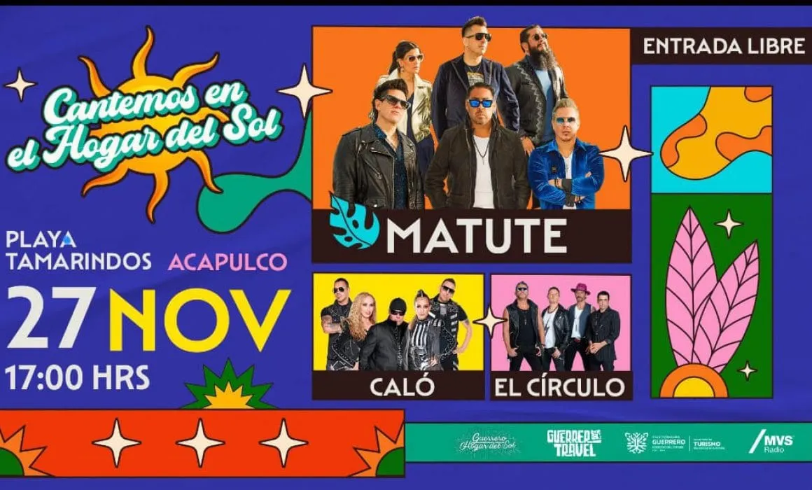 Anuncian concierto gratuito de Matute, Caló y El Círculo en playa de Acapulco