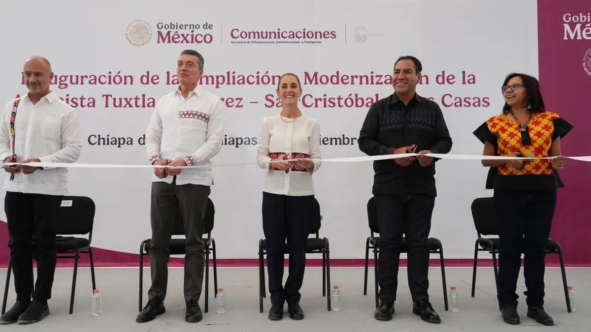 Claudia Sheinbaum inaugura ampliación y modernización de la autopista Tuxtla-San Cristóbal