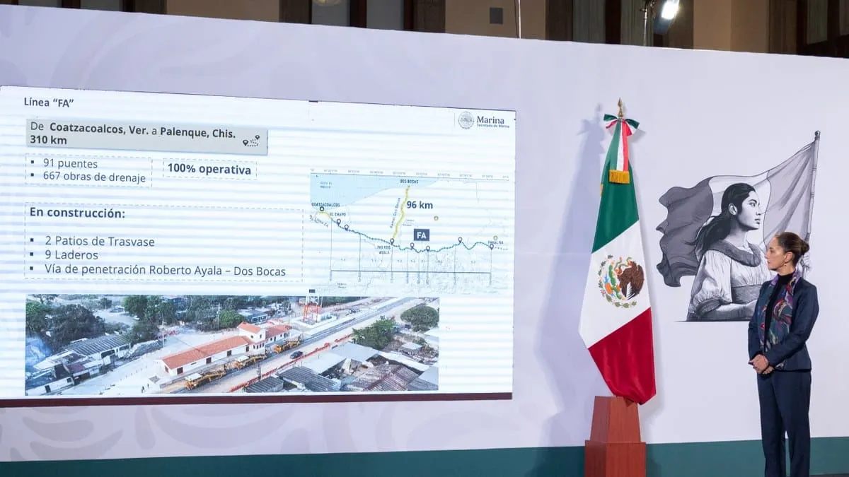 Línea K del Tren Interoceánico que llegará a la frontera de Guatemala lleva avance de 58%