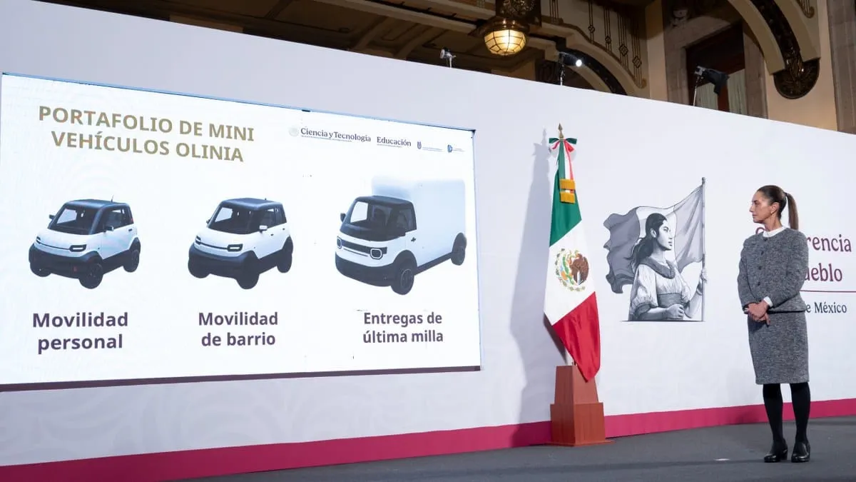 Minivehículo Olinia costará entre 90 y 150 mil pesos; presentan proyecto en la mañanera