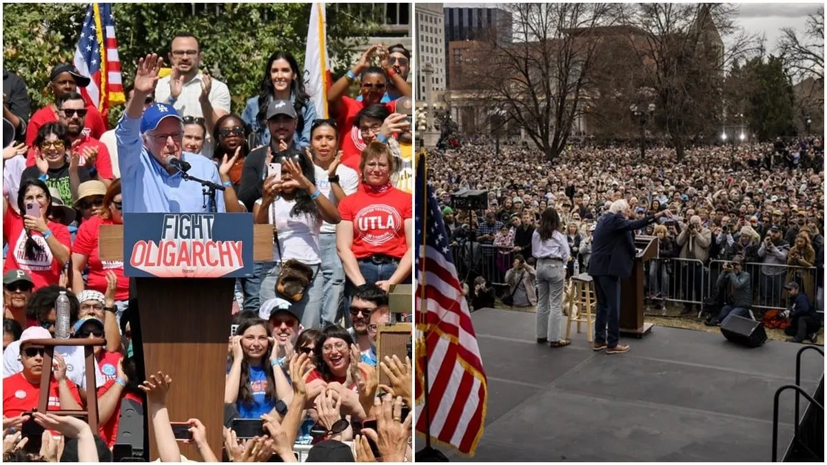 Bernie Sanders encabeza mitin de 35 mil personas para decir NO al trumpismo