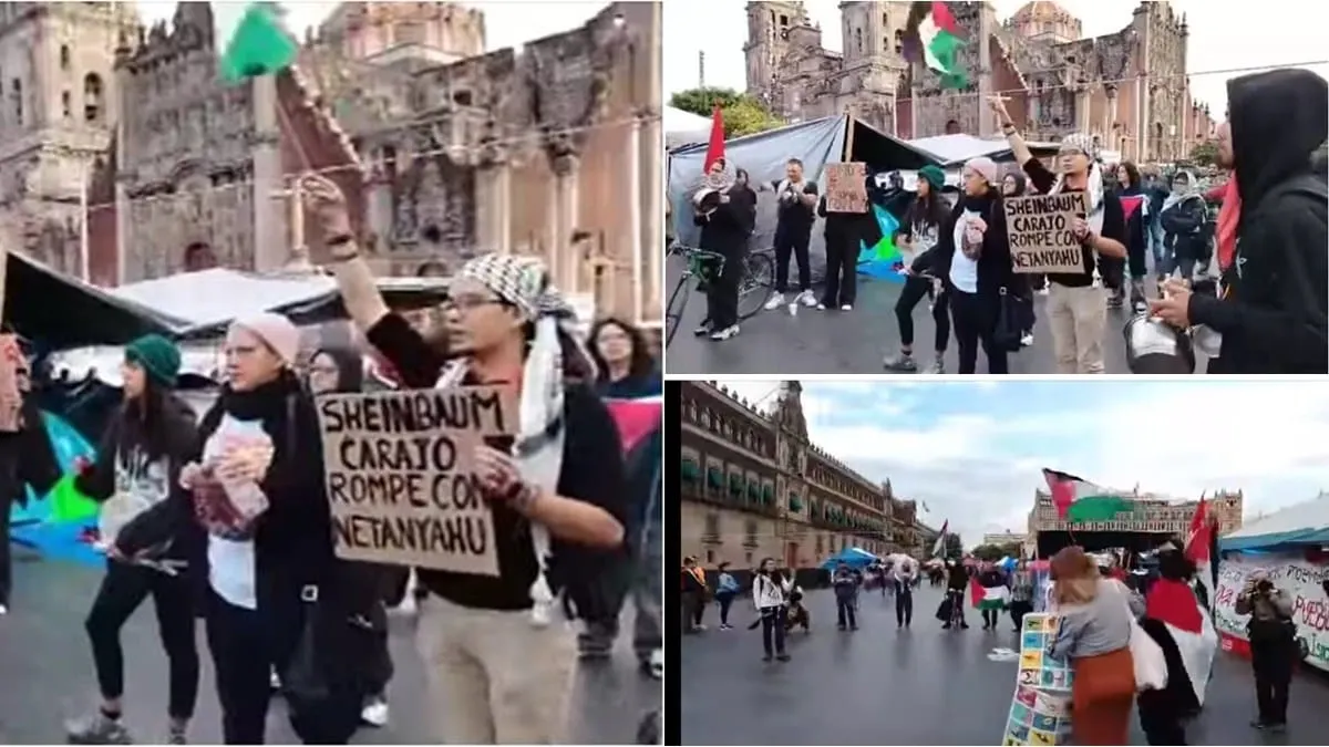 Jóvenes protestan contra Israel.