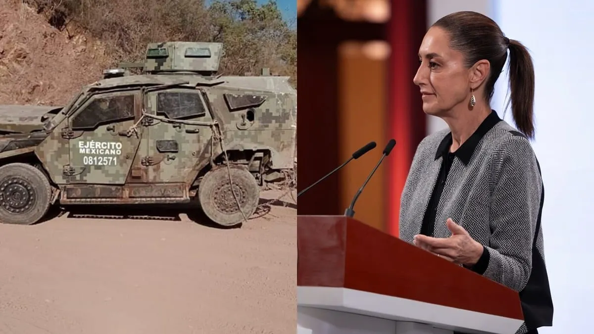 Vehículo militar destruido.