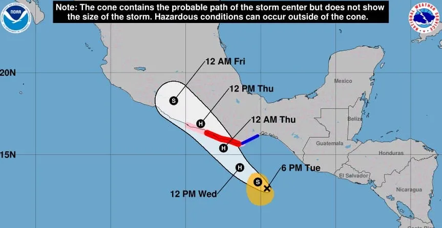 'Erick' tocaría tierra al sur de México como huracán categoría 3: NHC