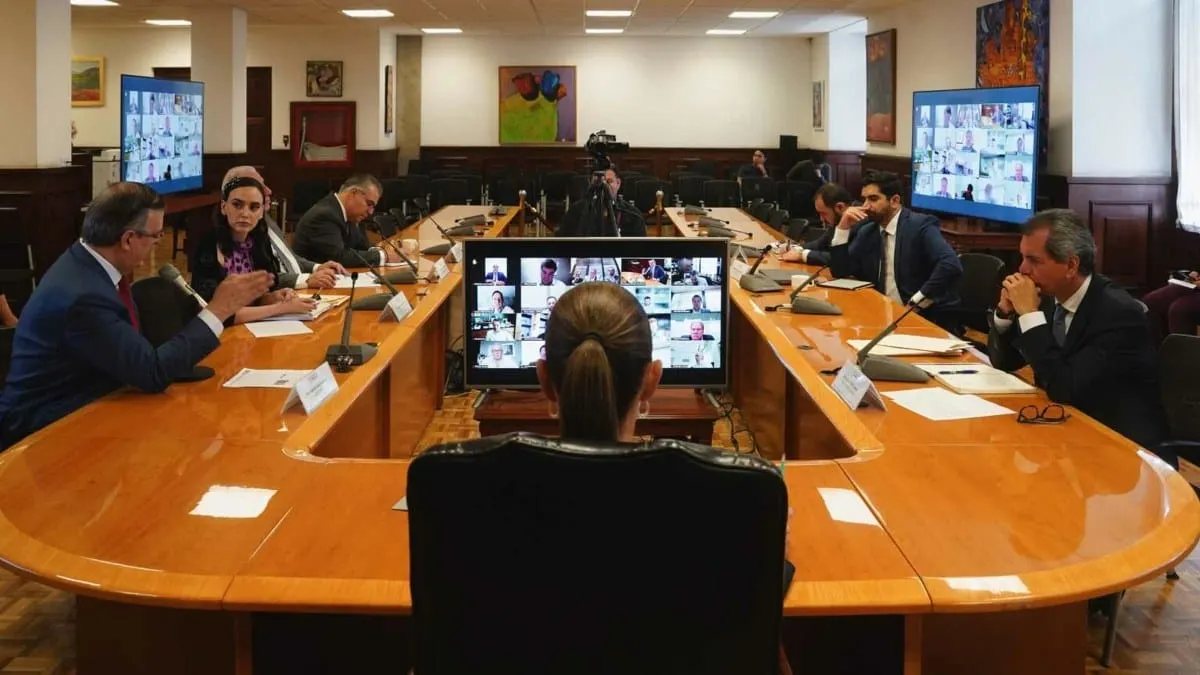 La presidenta en reunión virtual.