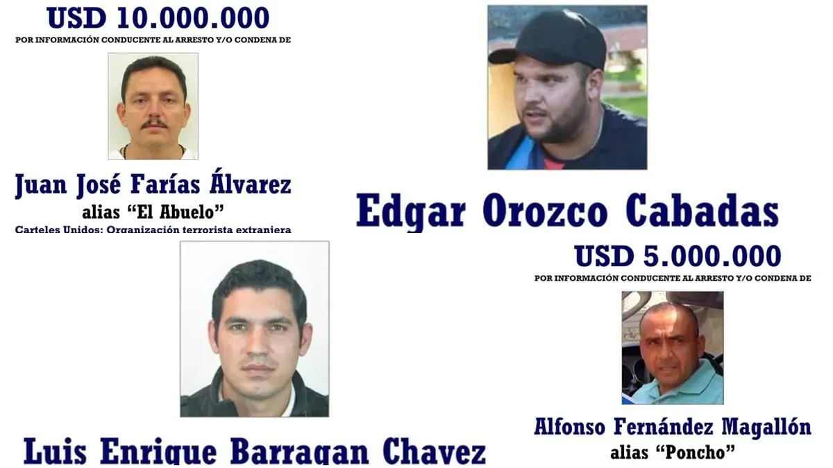 Estados Unidos ofrece 26 millones de dólares por líderes de Cárteles Unidos