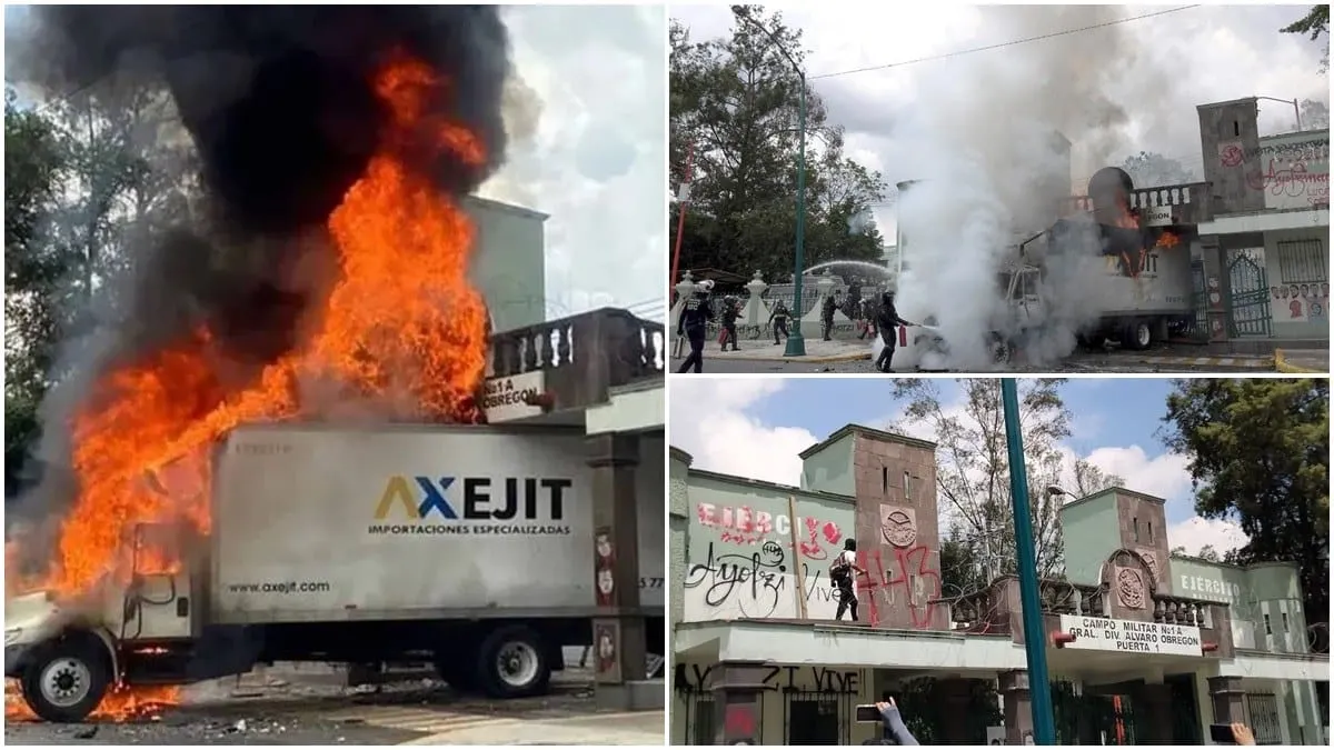 Justicia estancada: encapuchados responden con violencia y embisten Campo Militar 1 por Caso Ayotzinapa