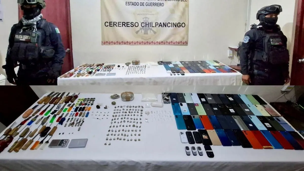 Decomisan droga, celulares y armas hechizas en el penal de Chilpancingo