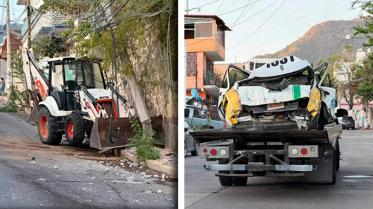 Accidente por retroexcavadora fuera de control deja 6 lesionados en Acapulco