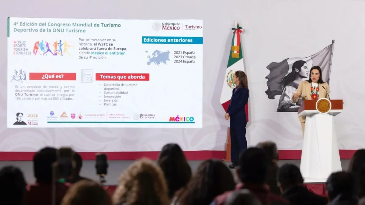 La presidenta durante su conferencia mañanera de hoy.