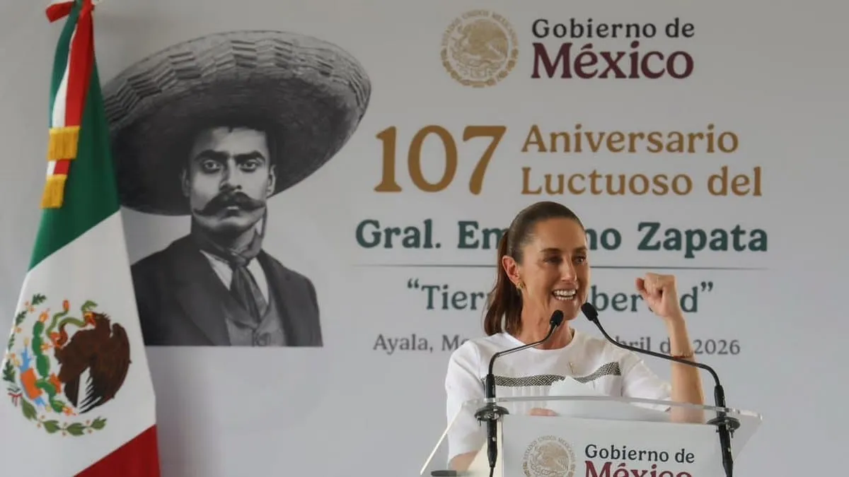 La presidenta durante el evento en la Ex Hacienda de Chinameca.