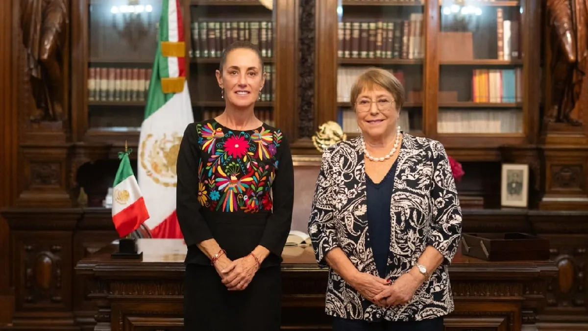 Sheinbaum recibe a Bachelet en Palacio Nacional y respalda su candidatura a la ONU