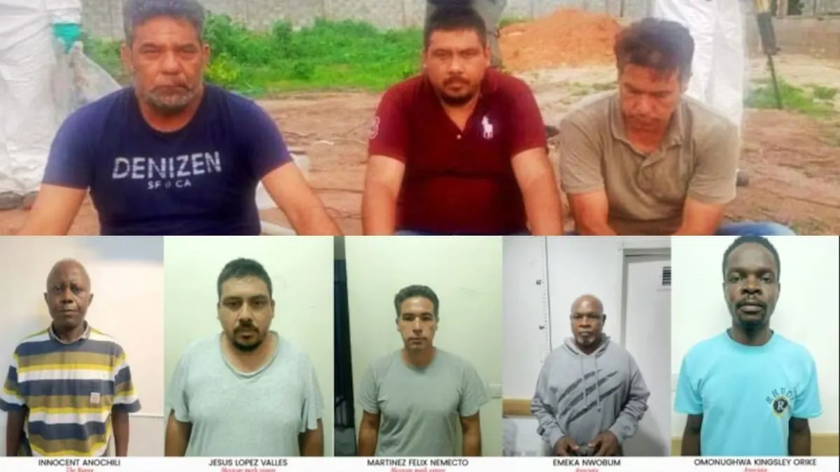 Mexicanos en un mega laboratorio de metanfetaminas en Nigeria.