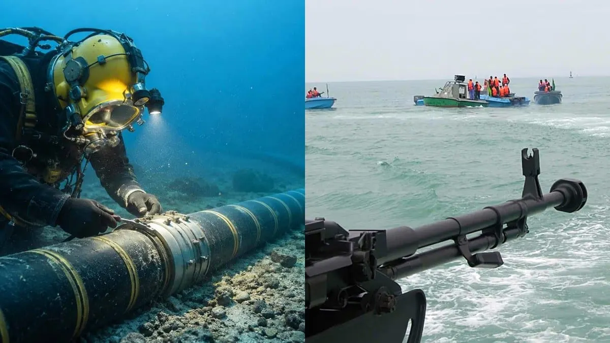 Los cables submarinos de fibra óptica atraviesan el golfo Pérsico.