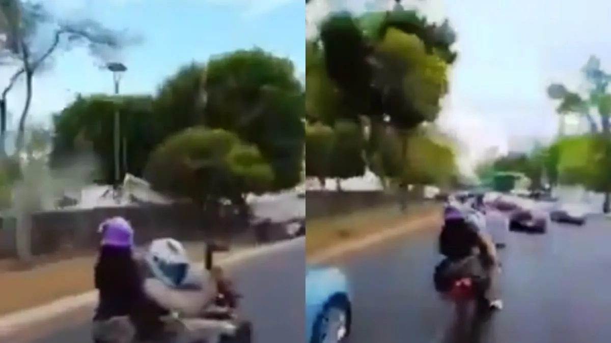 Un motociclista sacó una ametralladora y soltó varias ráfagas al aire.