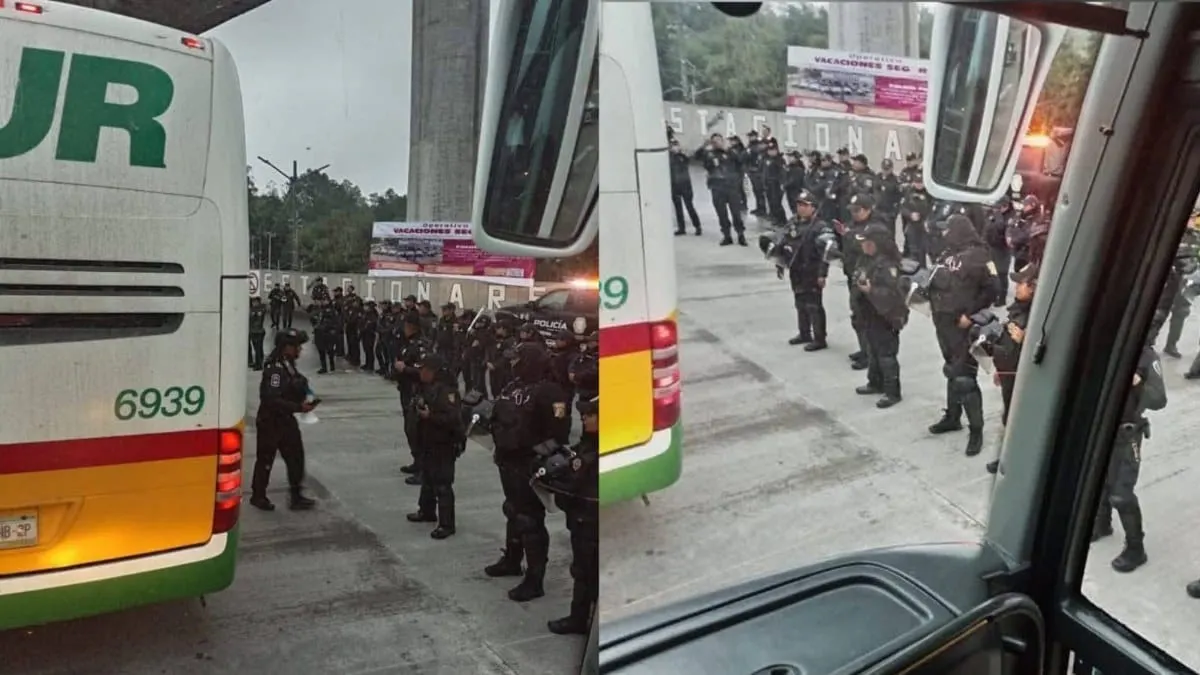 Contingente de Ayotzinapa y de maestros de la CETEG es detenido por operativo policial en caseta de Tlalpan