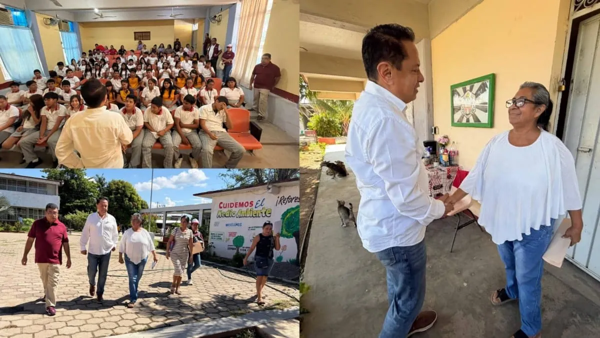 Visita Pablo Amílcar la Secundaria General 49 “Margarito Damián Vargas” durante recorrido en Acapulco
