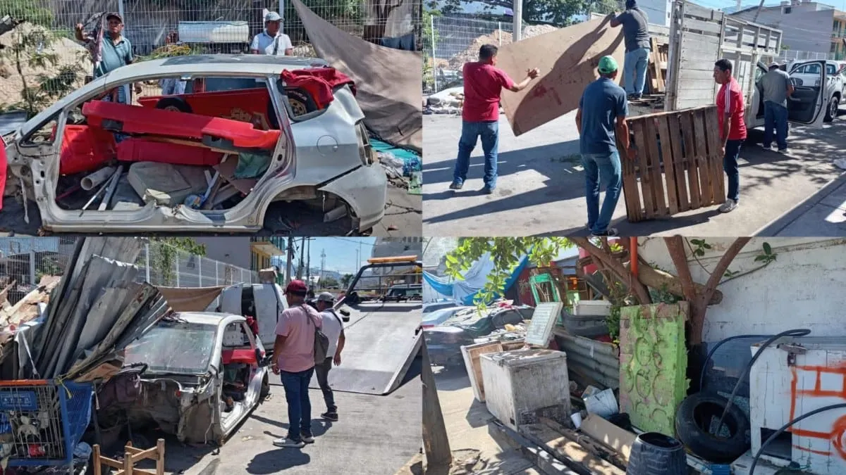 Retiran vehículo abandonado y limpian zona cercana a Playa Hornos en Acapulco