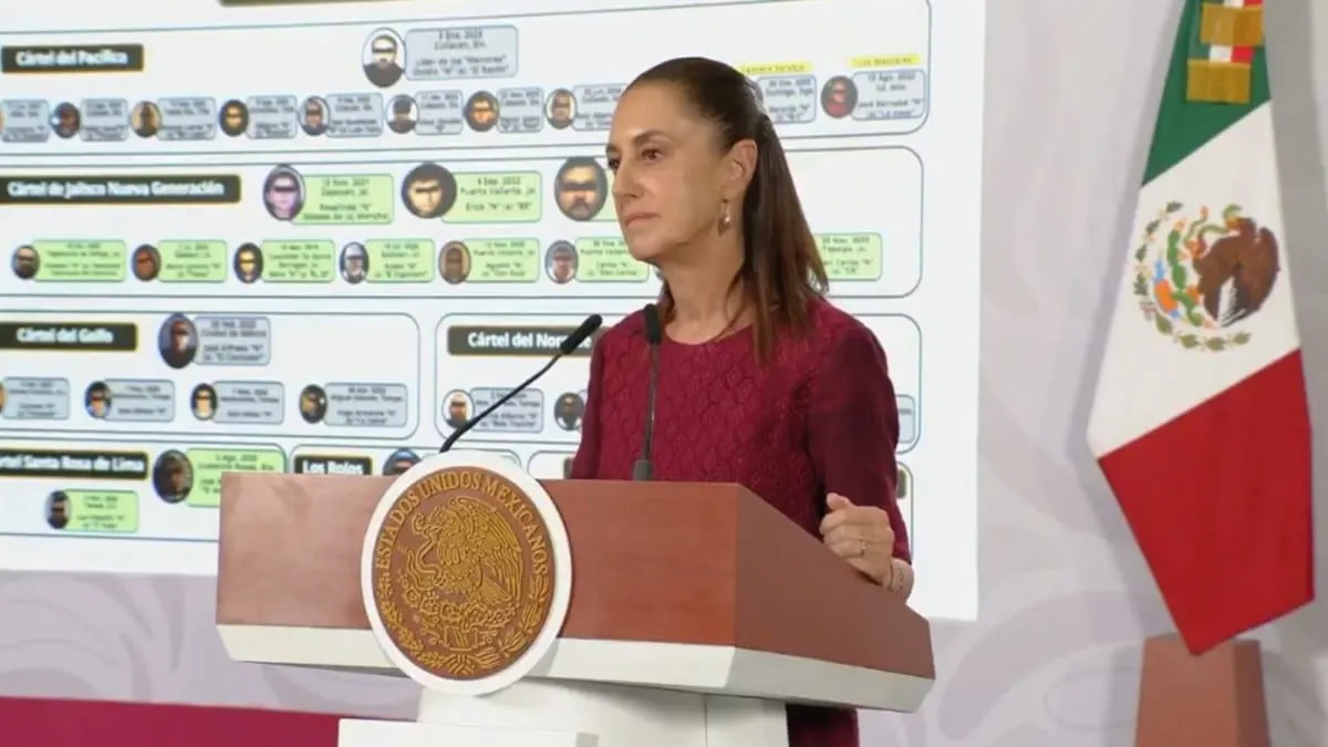 Sheinbaum exhibe lista de capos detenidos durante gobierno de AMLO
