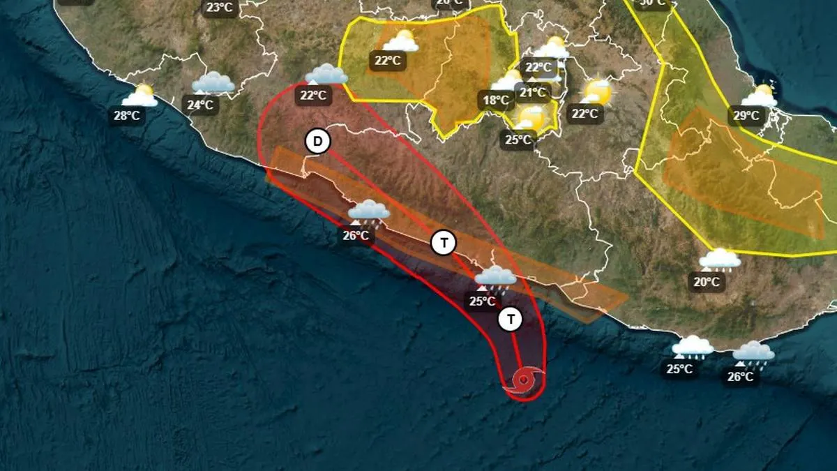 SMN mantiene alerta máxima: Boris sigue frente a Guerrero con vientos de 75 km/h