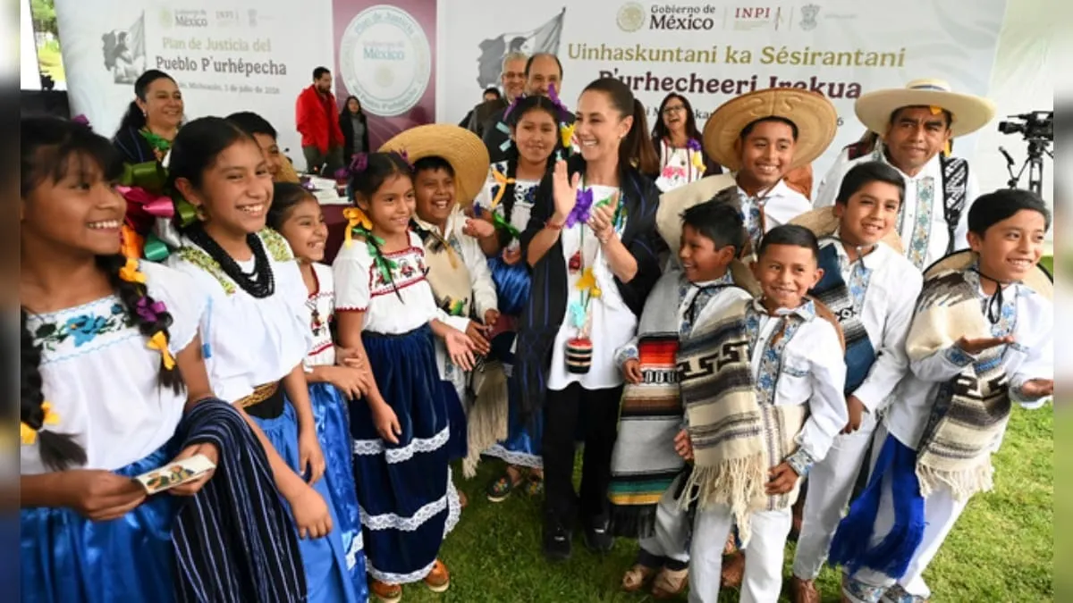 Sheinbaum destina 4 mil millones al pueblo p'urhépecha y promete más obras en Cherán