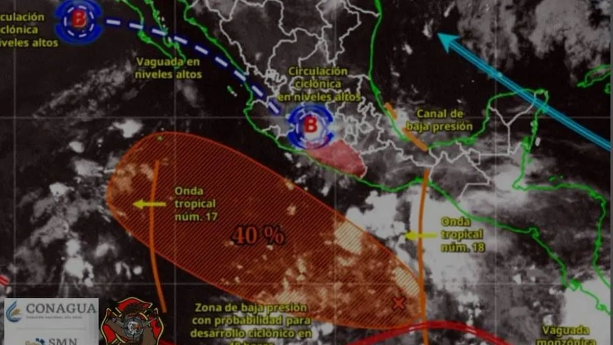 Vigilan dos zonas de baja presión frente a Guerrero; una podría convertirse en ciclón