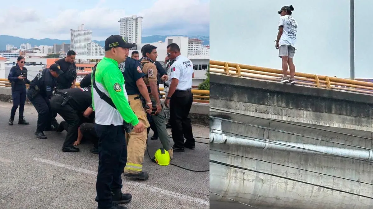 Policías evitan tragedia en el puente Bicentenario y rescatan a una mujer en Acapulco