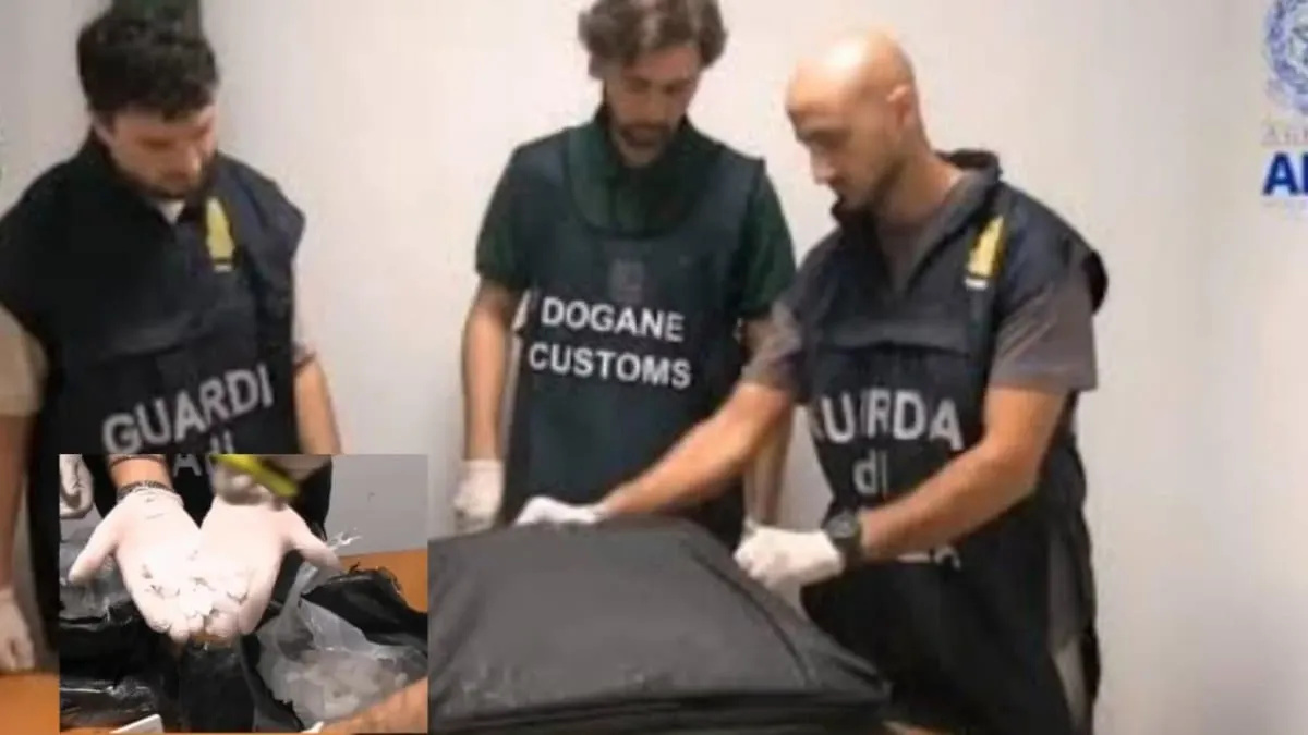 Caen en Roma dos mexicanos con más de 17 kilos de metanfetamina ocultos en maletas