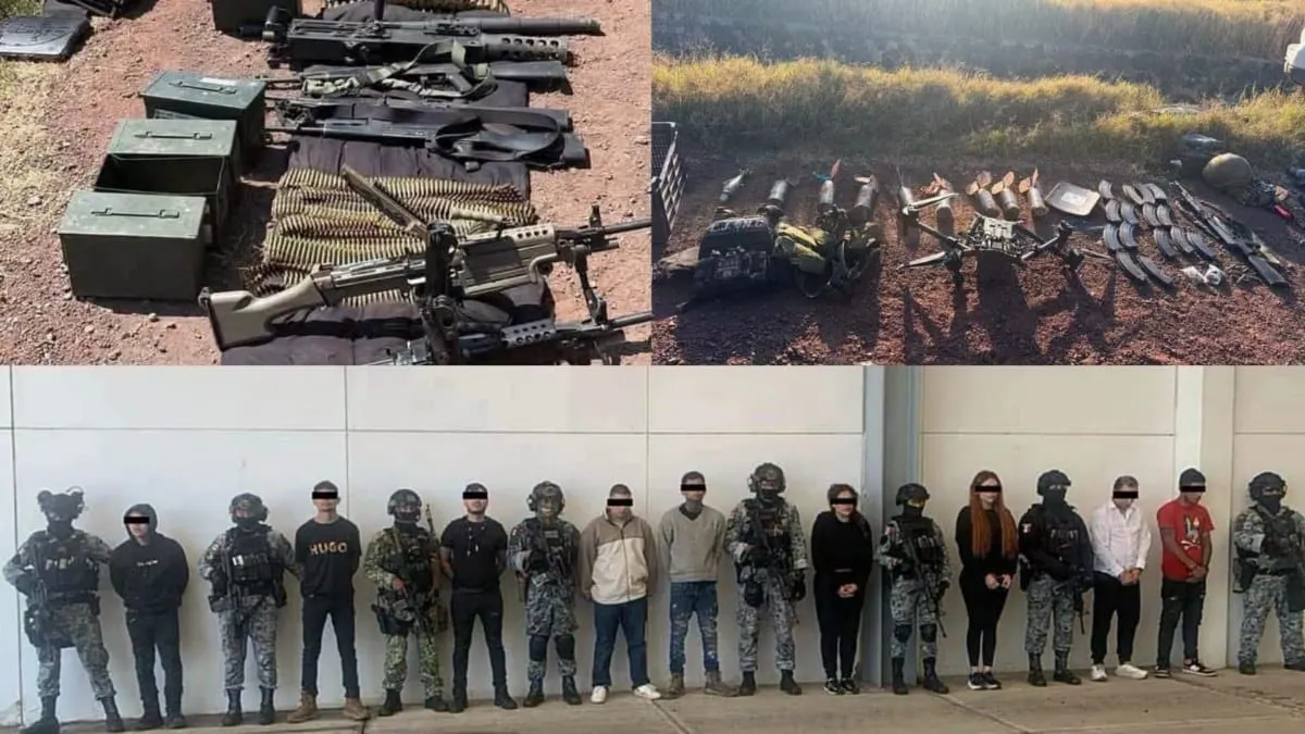 Operativo federal revienta célula del CJNG en Michoacán; caen 9 y aseguran vehículos, armas, explosivos y droga