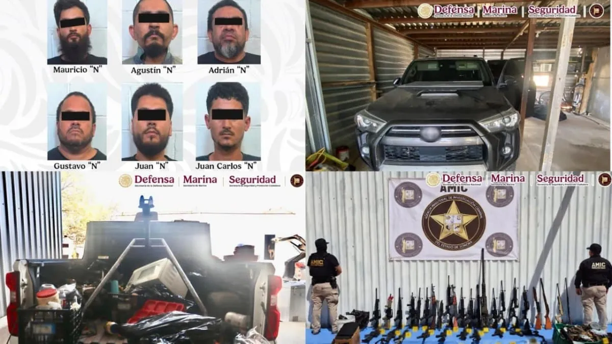 Enfrentamiento entre autoridades y grupo armado en Sonora deja siete detenidos; decomisan armas, explosivos y drogas