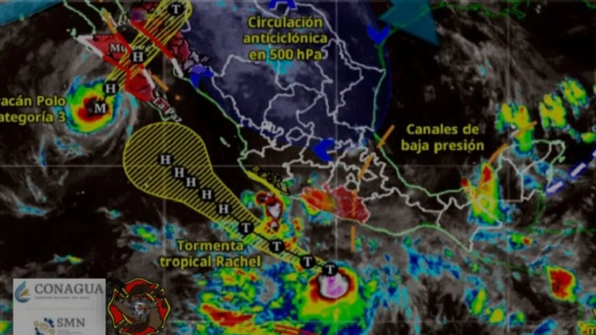 Protección Civil prevé lluvias y oleaje en Guerrero este lunes ante avance de la tormenta "Rachel"