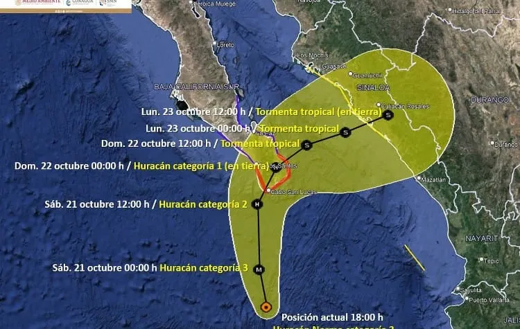 Huracán Norma tocará tierra en BCS este sábado