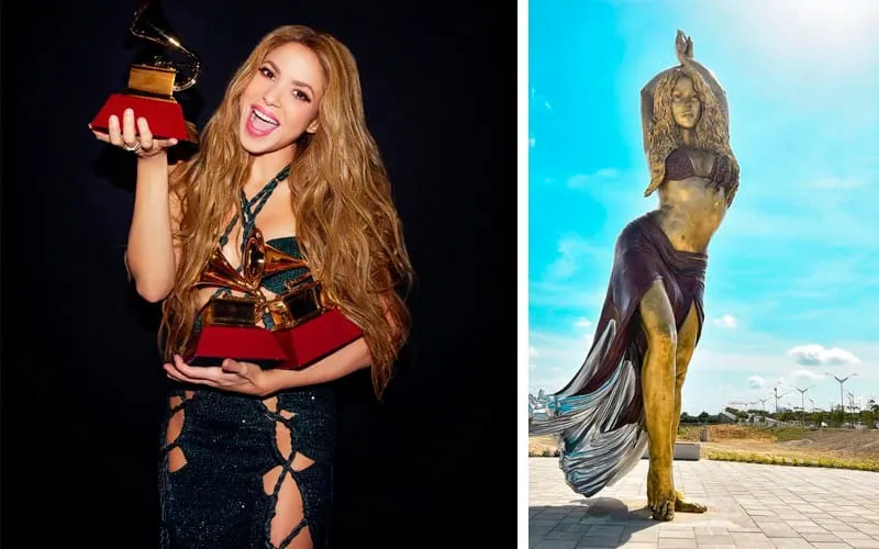 Develan estatua de Shakira en Colombia; mide 6 metros de altura