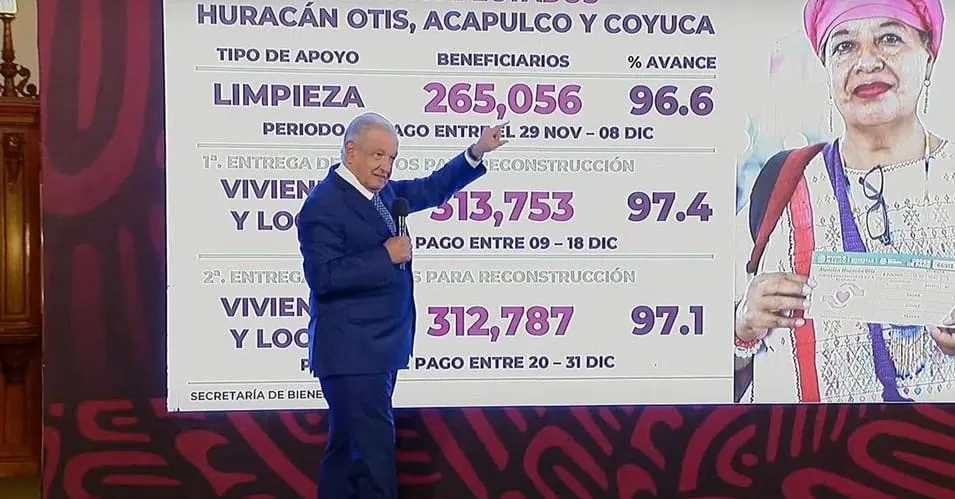 En Acapulco, ya se entregaron todos los apoyos a los damnificados censados: AMLO