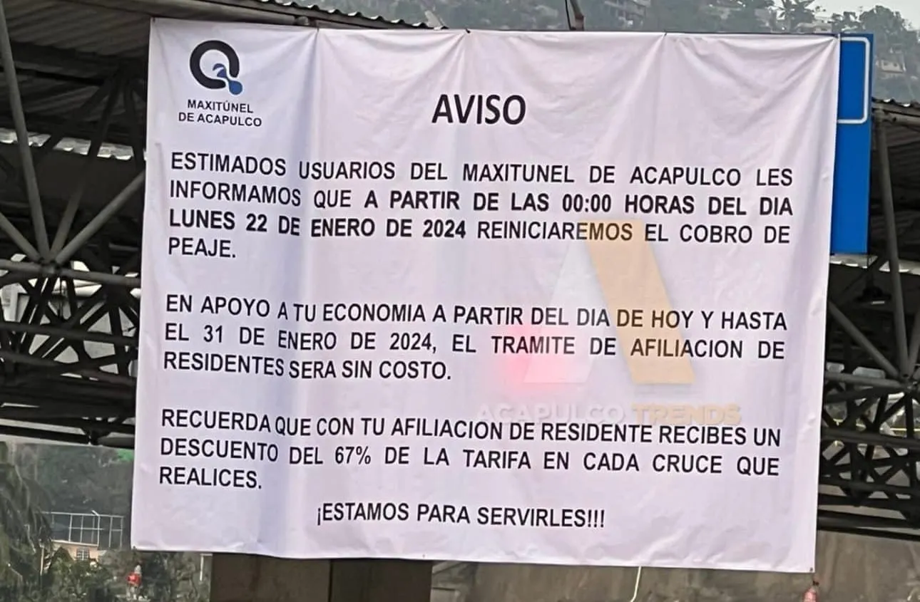 A partir del lunes, el maxitunel iniciará con el cobro de casetas en Acapulco