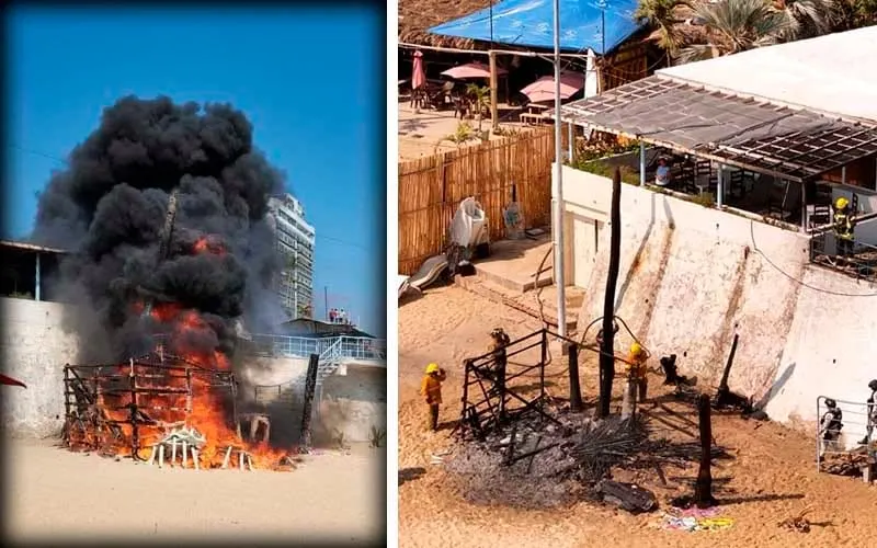 Se incendia mobiliario en playa El Morro de Acapulco