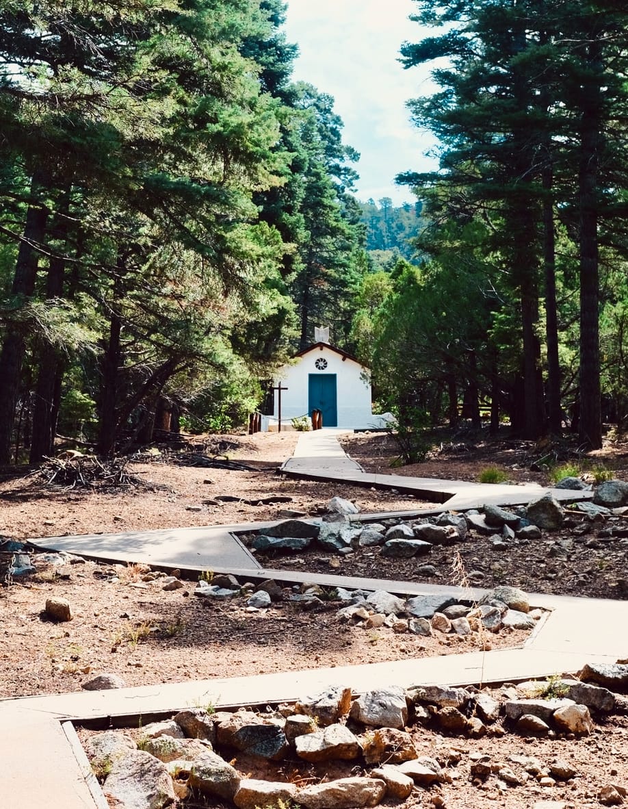 zig-zaggy path... Lawrence's shrine