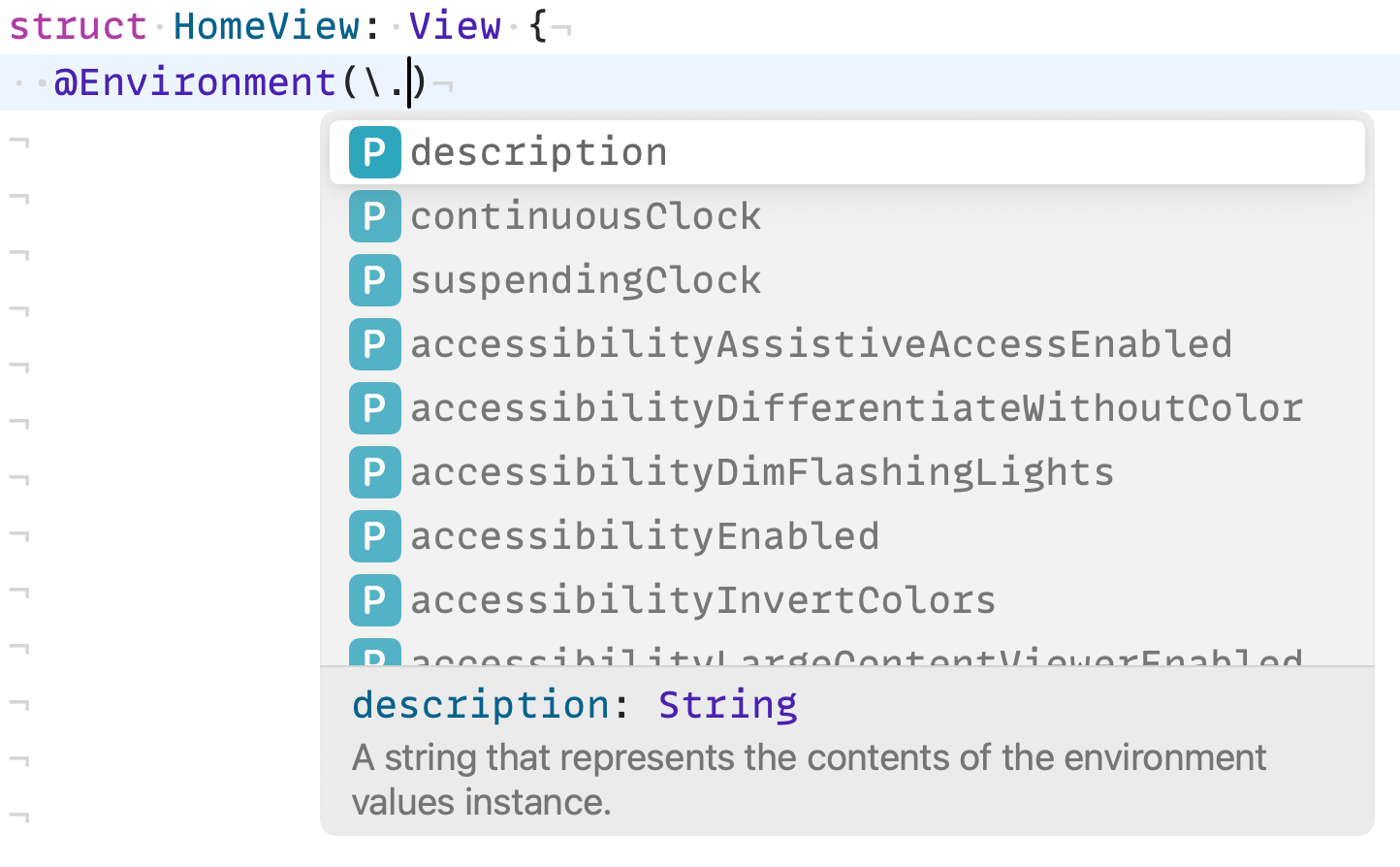 自動出現的 Environment Keys