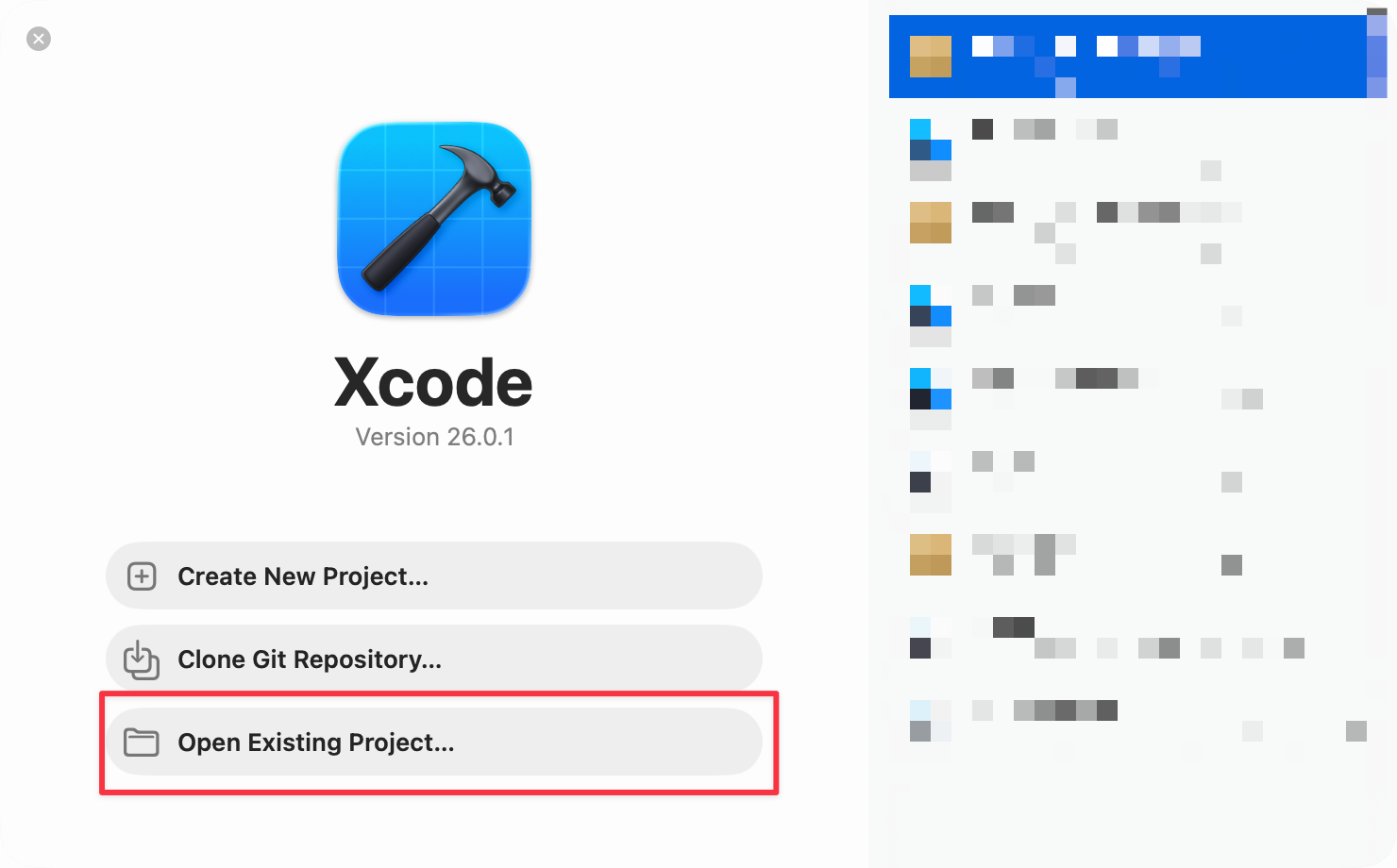 Xcode 的 Welcome 頁面
