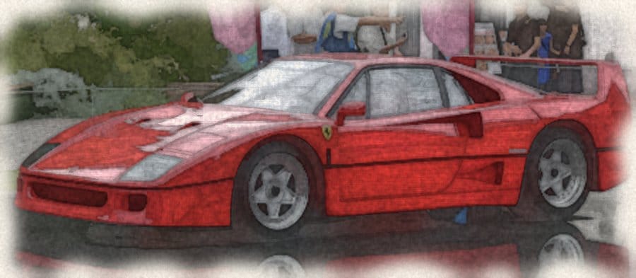 紅色的法拉利 F40 跑車正面