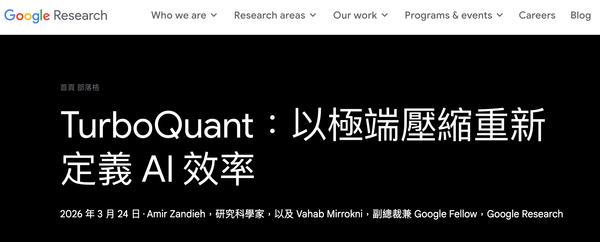 Google TurboQuant 讓 AI 推理成本崩盤：記憶體省 6 倍、速度快 8 倍
