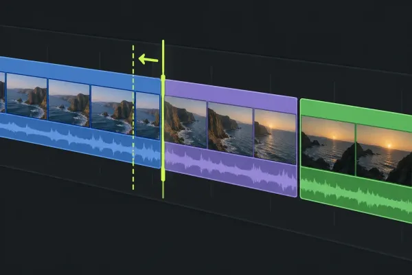An edit boundary highlighted between adjacent video clips