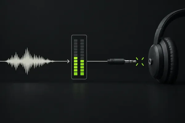 A break between an audio mix and its listening output
