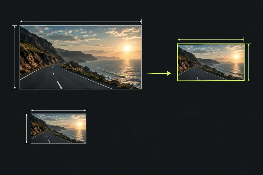 Separate source, working-preview and final-output frame dimensions
