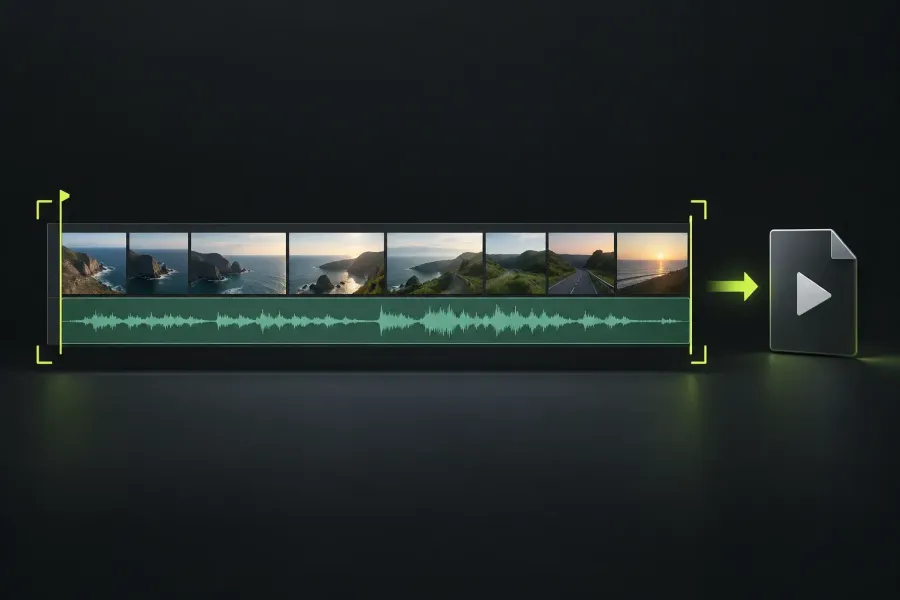 A complete picture-and-sound edit selected for an MP4 delivery