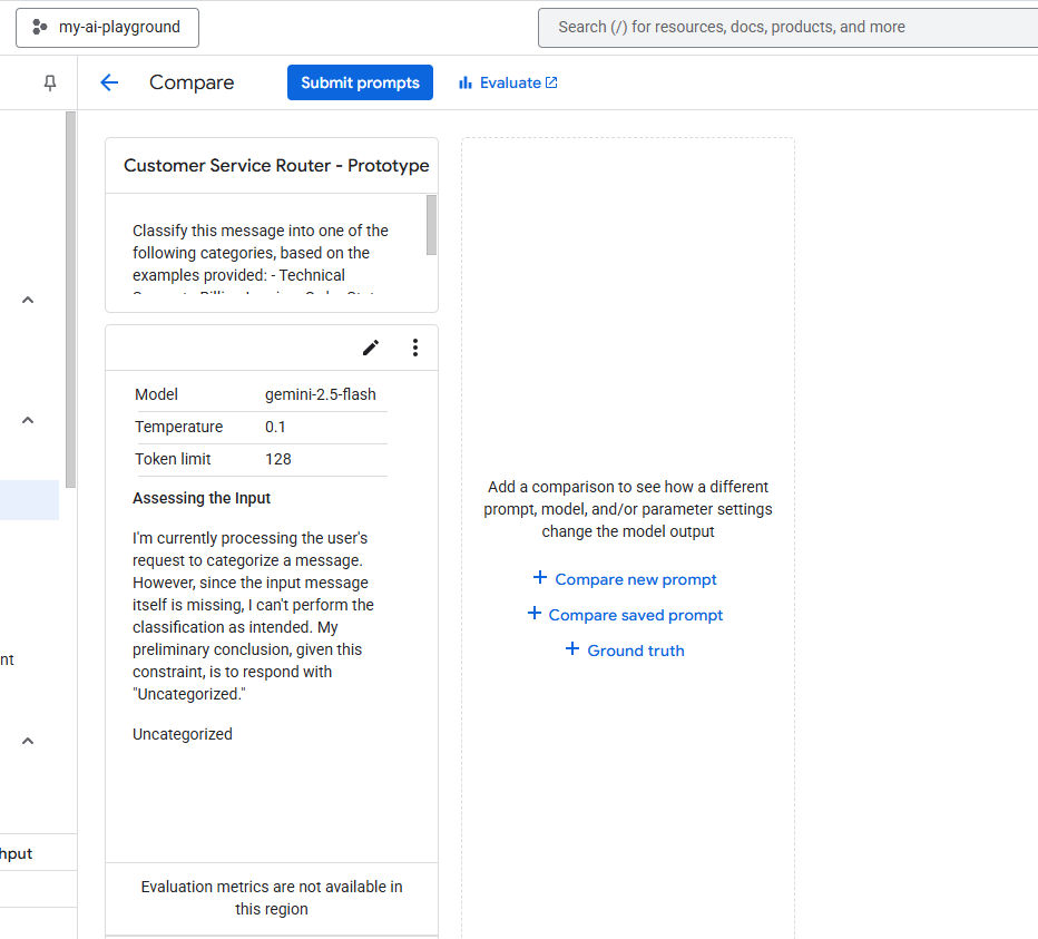  Compare Mode VERTEX AI
