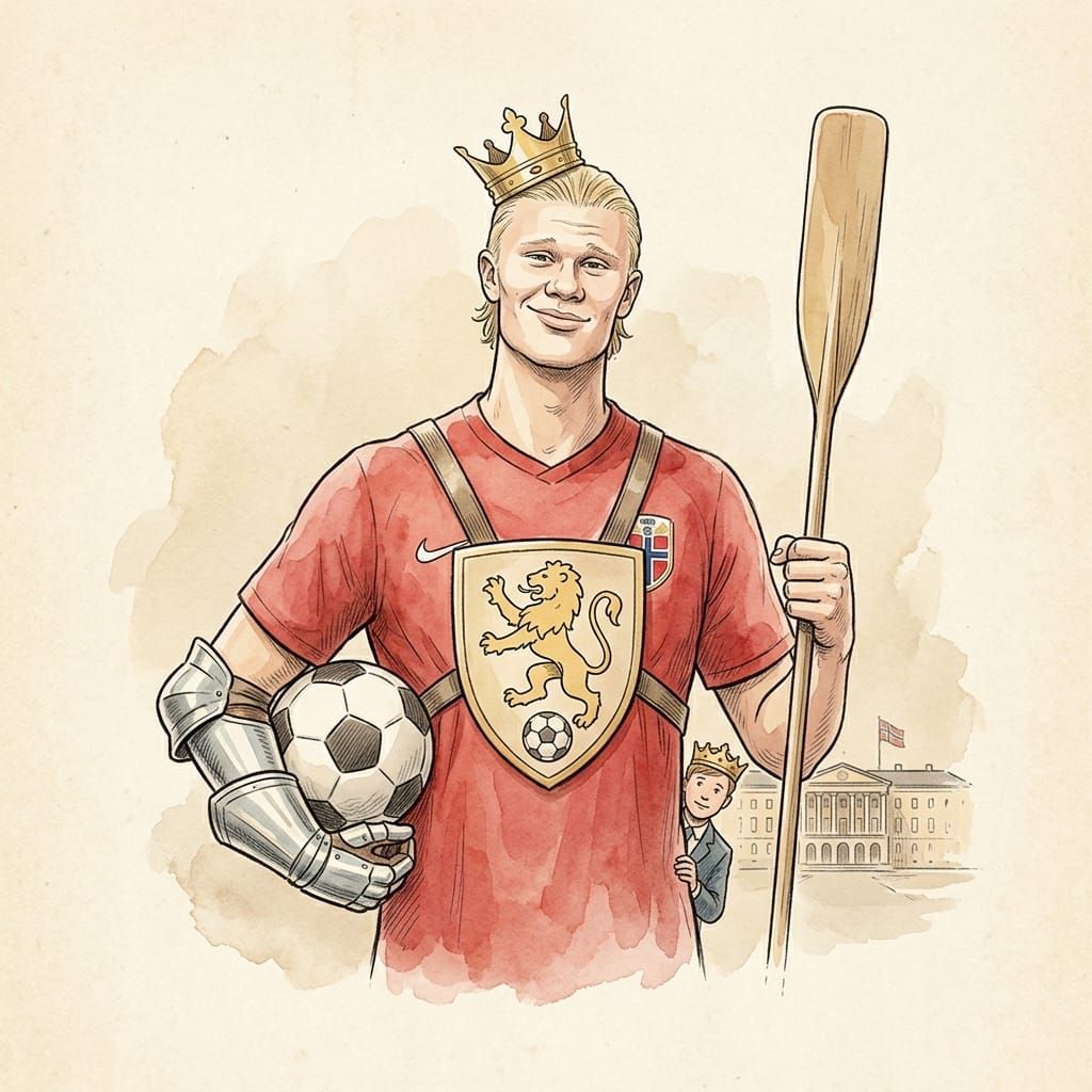 Haaland en blason de secours, aquarelle